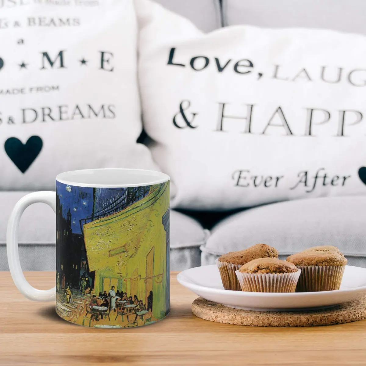 MUGBREW Cafe Terrace At Night Van Gogh Ceramic Coffee Mug 325ml (11 OZ) | Classic Art Design for Hot & Cold Drinks - view 5