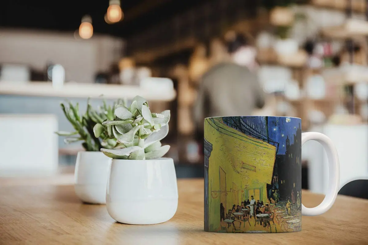 MUGBREW Cafe Terrace At Night Van Gogh Ceramic Coffee Mug 325ml (11 OZ) | Classic Art Design for Hot & Cold Drinks - view 6