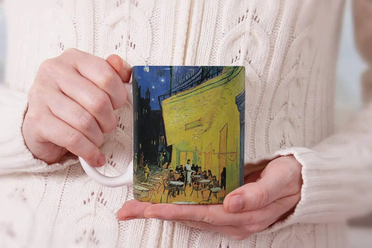 MUGBREW Cafe Terrace At Night Van Gogh Ceramic Coffee Mug 325ml (11 OZ) | Classic Art Design for Hot & Cold Drinks - view 7