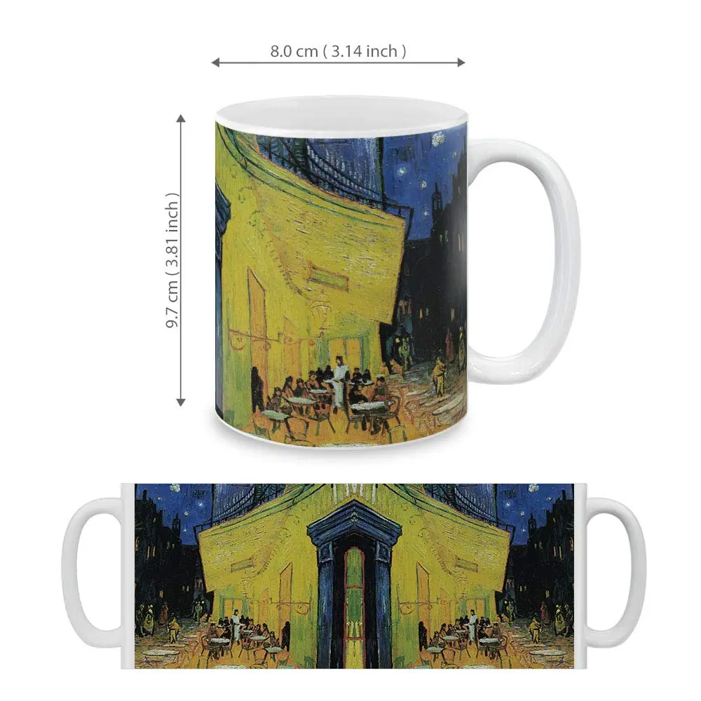 MUGBREW Cafe Terrace At Night Van Gogh Ceramic Coffee Mug 325ml (11 OZ) | Classic Art Design for Hot & Cold Drinks - view 4