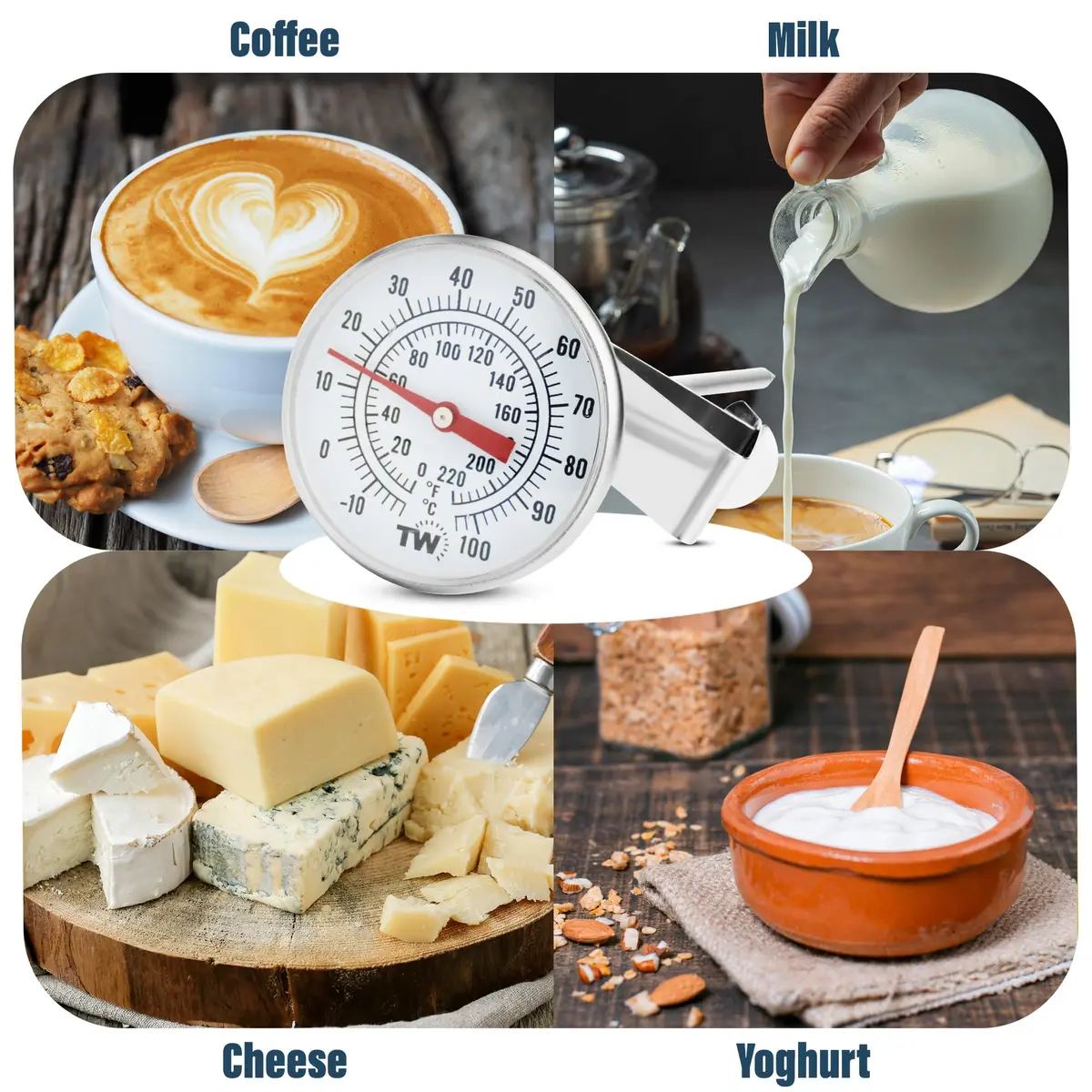 Thermometer World Milk Thermometer for Coffee, Cheese & Yogurt Making - 16.5cm (6.5 Inch) Probe, -10 to 110°C Range | Accurate Analog Dial for Baristas - view 7