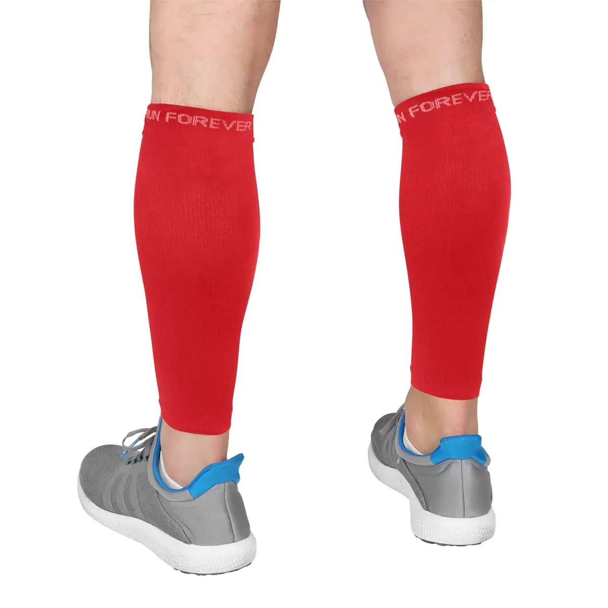 Run Forever Calf Compression Sleeve Medium Red | 20-30mmHg Graduated Compression for Pain Relief & Recovery - main product image