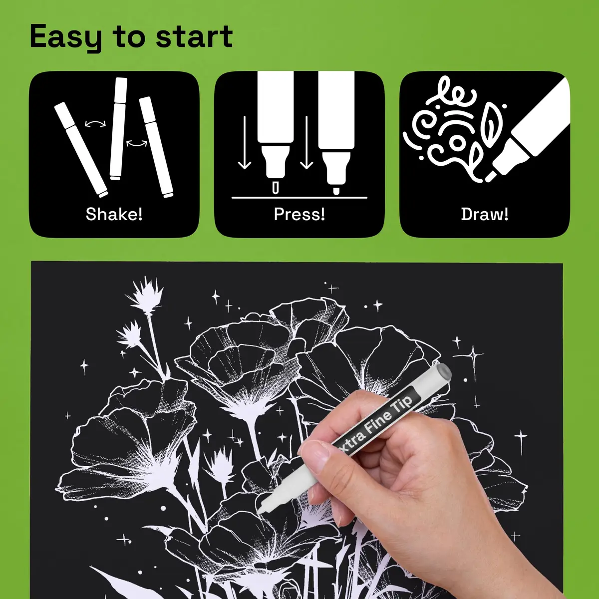 ARTISTRO 5 White Paint Pens for Rock, Glass, Ceramic, Wood, Tire, Fabric, Metal, Canvas, Marking, Painting - Set of 5 Acrylic Paint Markers Water-based - view 7