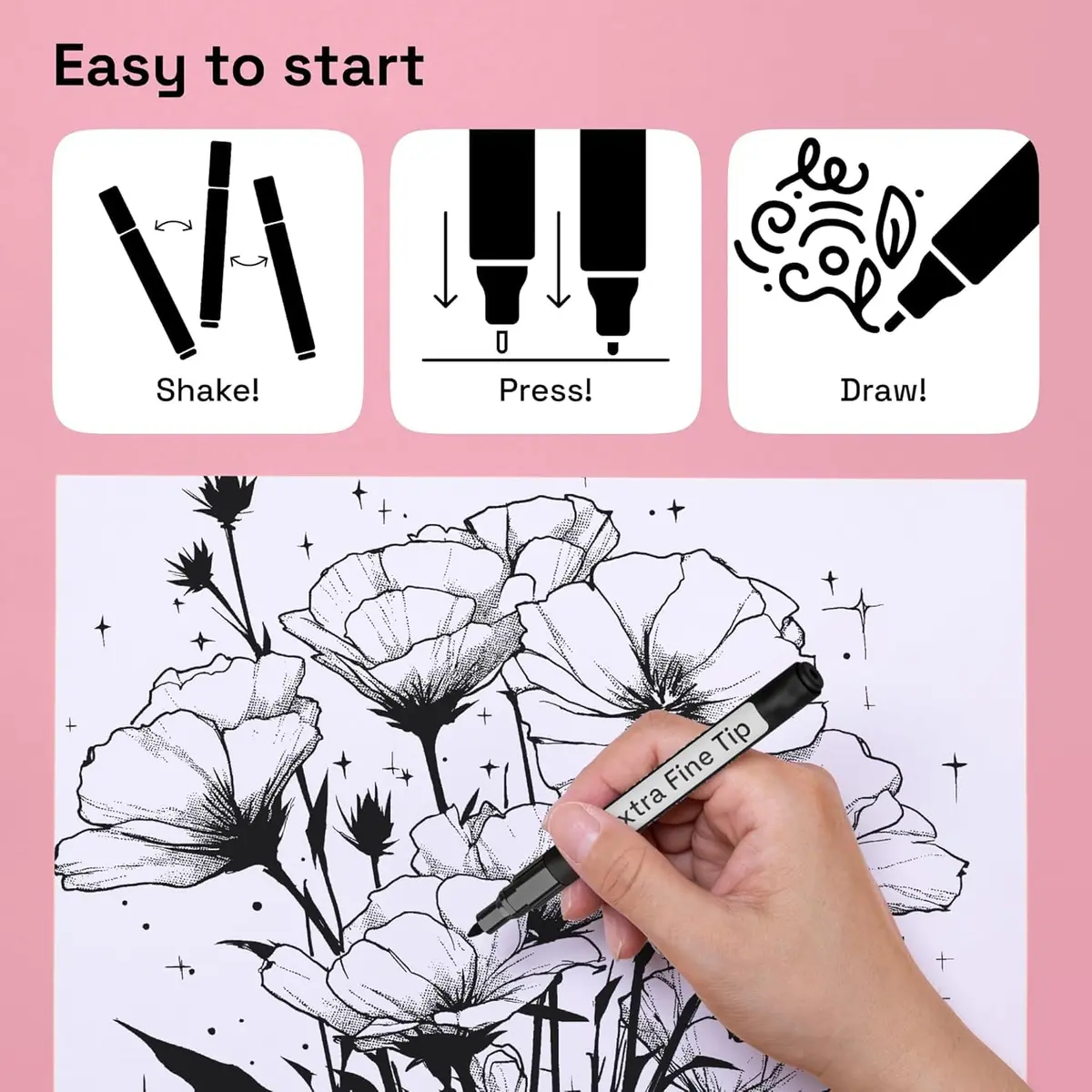 ARTISTRO Black Paint Pens Extra-Fine Tip Set of 5 | ASTM D-4236 Certified - view 7