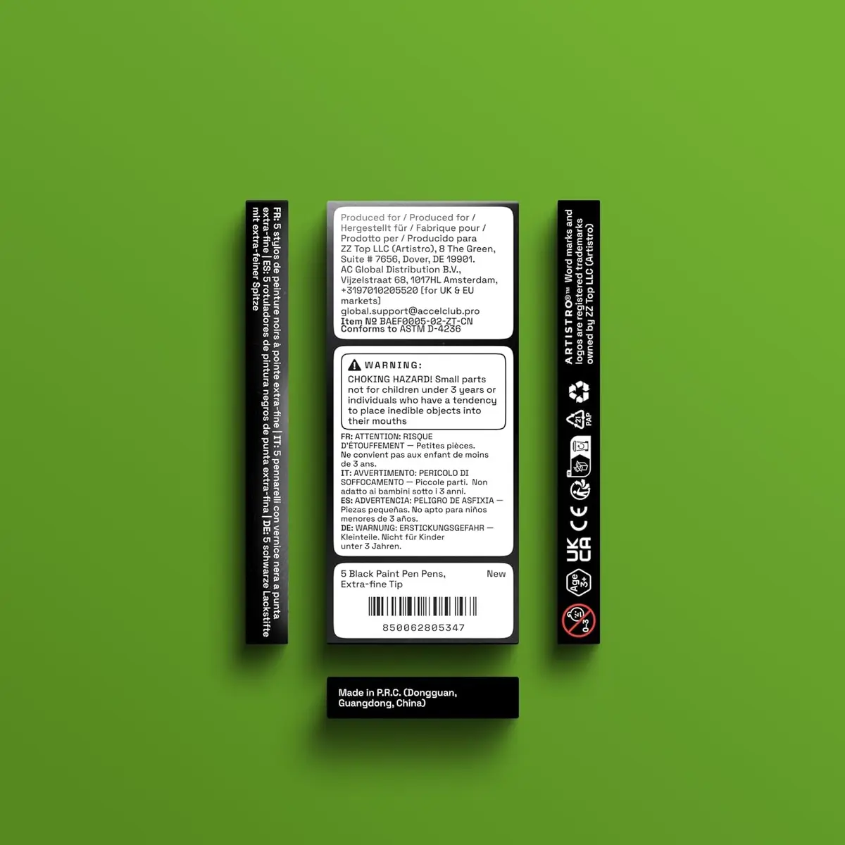 ARTISTRO Black Paint Pens Extra-Fine Tip Set of 5 | ASTM D-4236 Certified - view 9