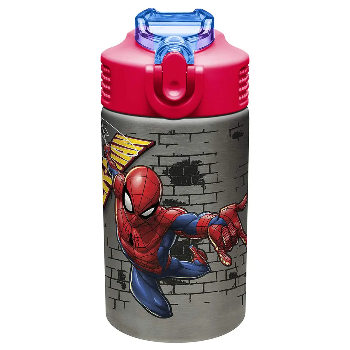 Zak Designs Spider-Man Stainless Steel Water Bottle 473ml (15.5 Fl Oz) | One-Hand Operation with Leak-Proof Spout - main product image