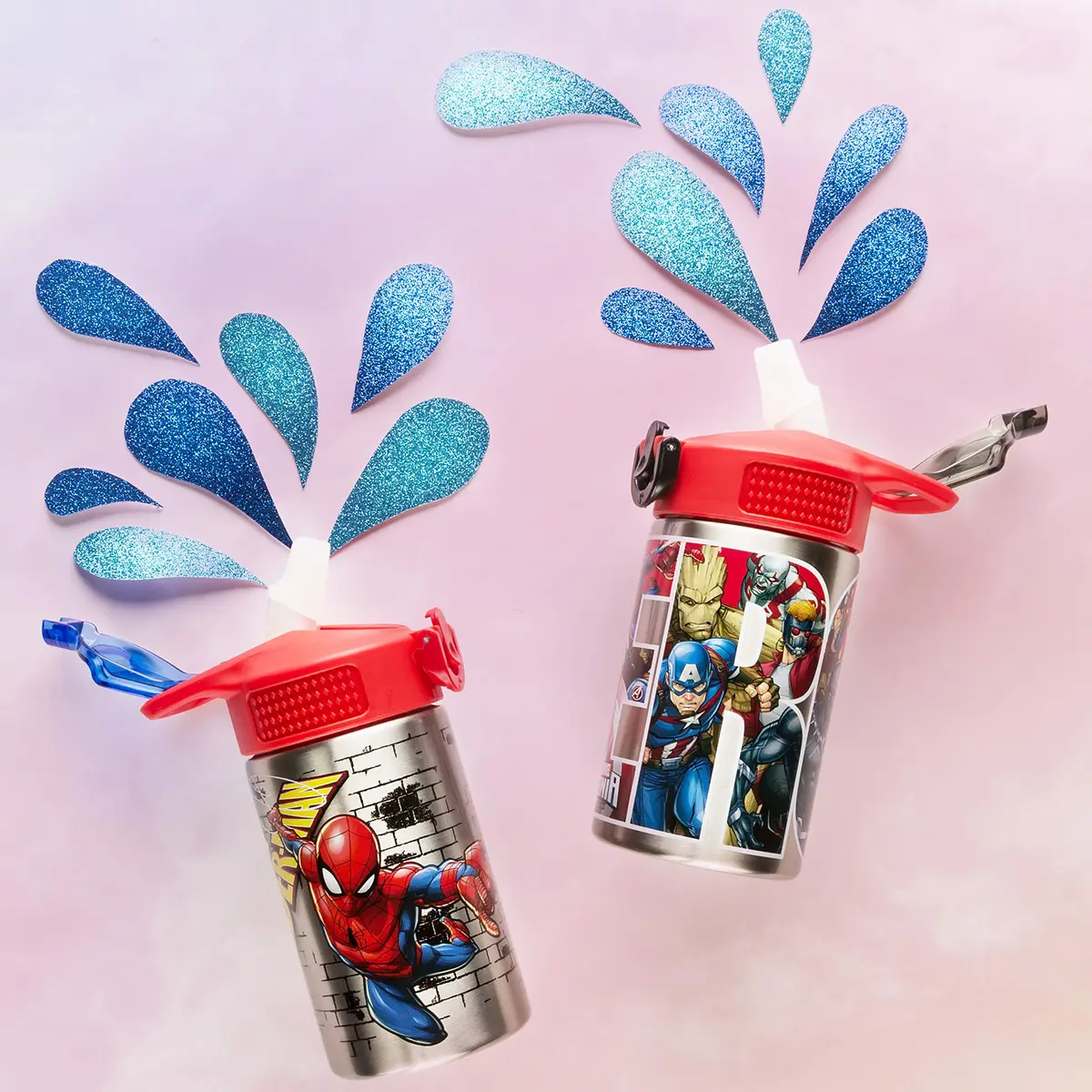 Zak Designs Spider-Man Stainless Steel Water Bottle 473ml (15.5 Fl Oz) | One-Hand Operation with Leak-Proof Spout - view 5