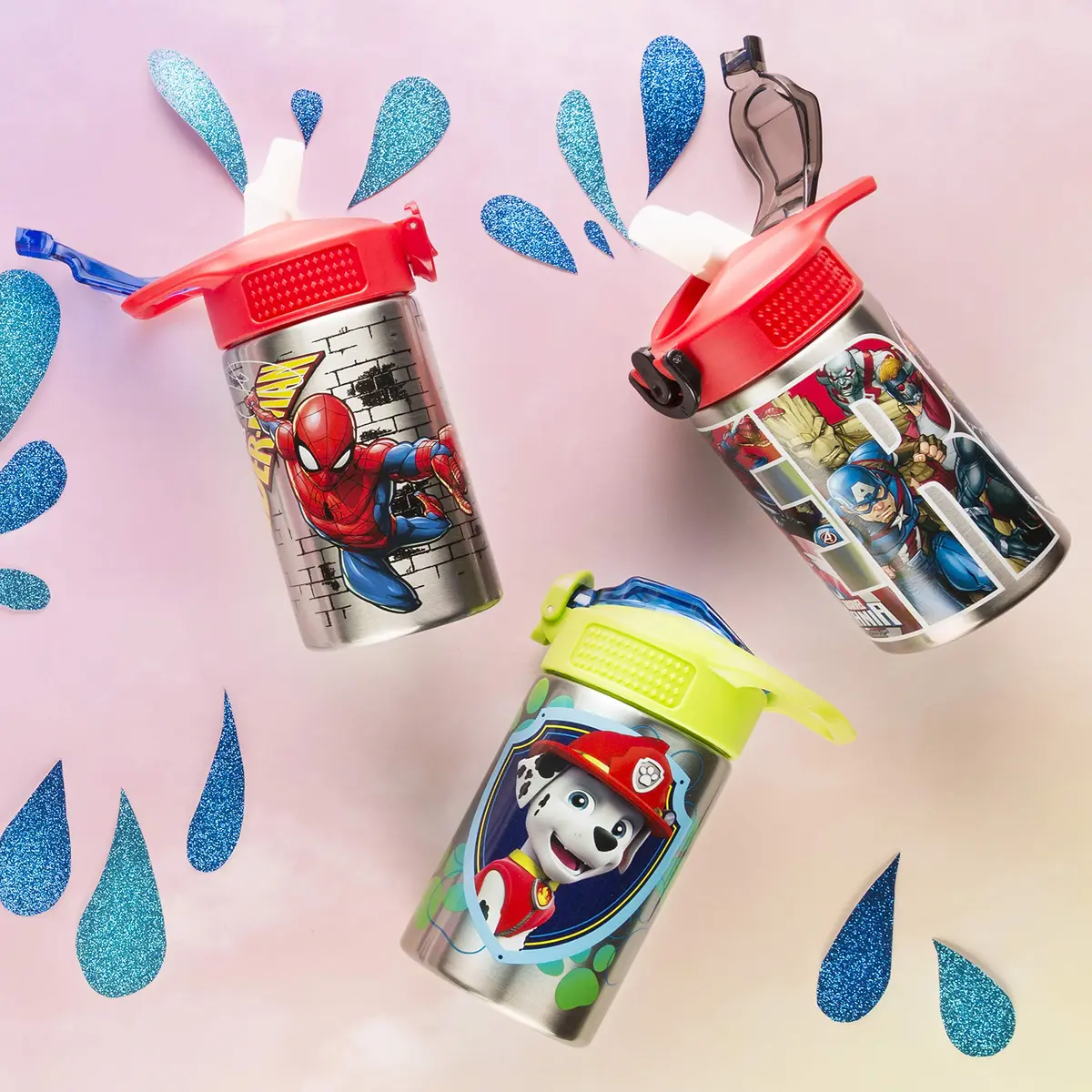 Zak Designs Spider-Man Stainless Steel Water Bottle 473ml (15.5 Fl Oz) | One-Hand Operation with Leak-Proof Spout - view 6