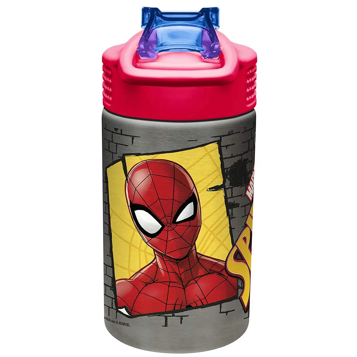 Zak Designs Spider-Man Stainless Steel Water Bottle 473ml (15.5 Fl Oz) | One-Hand Operation with Leak-Proof Spout - view 7