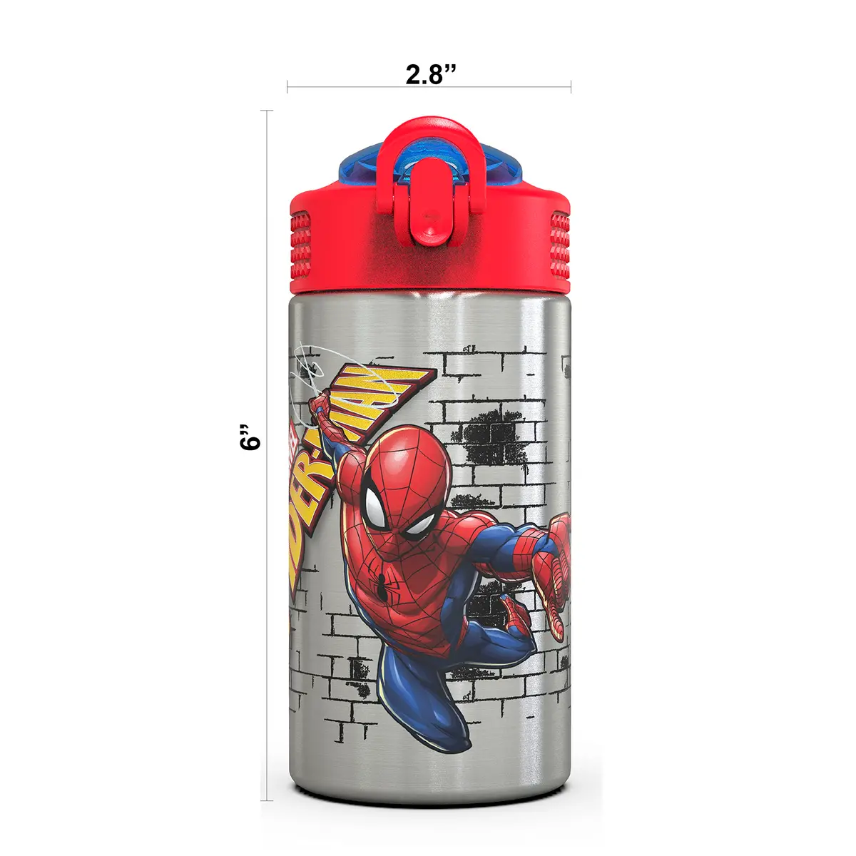 Zak Designs Spider-Man Stainless Steel Water Bottle 473ml (15.5 Fl Oz) | One-Hand Operation with Leak-Proof Spout - view 3