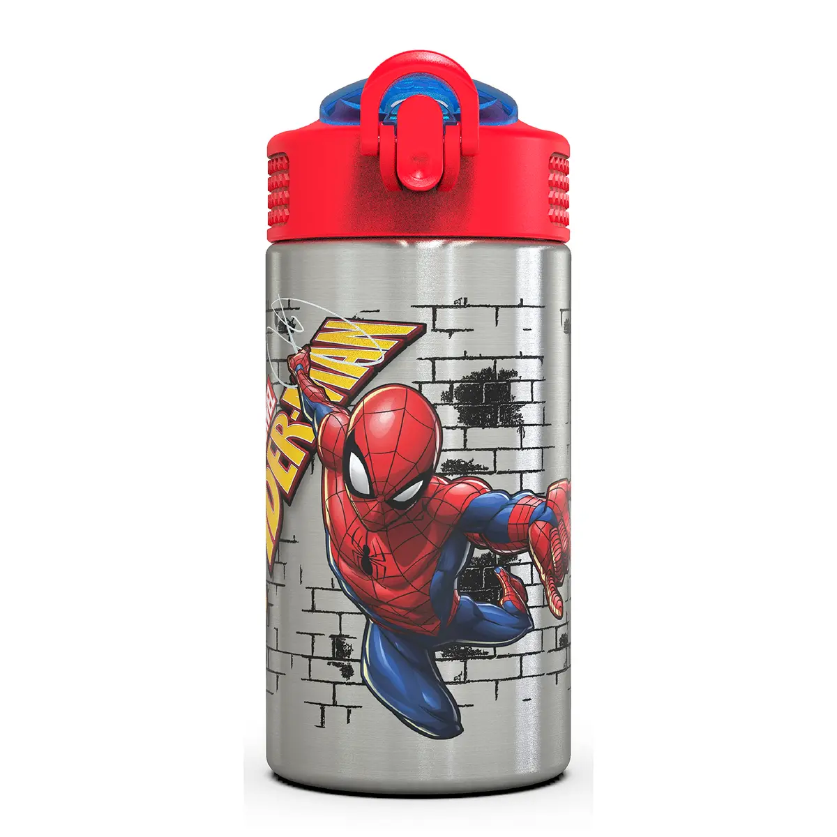 Zak Designs Spider-Man Stainless Steel Water Bottle 473ml (15.5 Fl Oz) | One-Hand Operation with Leak-Proof Spout - view 4