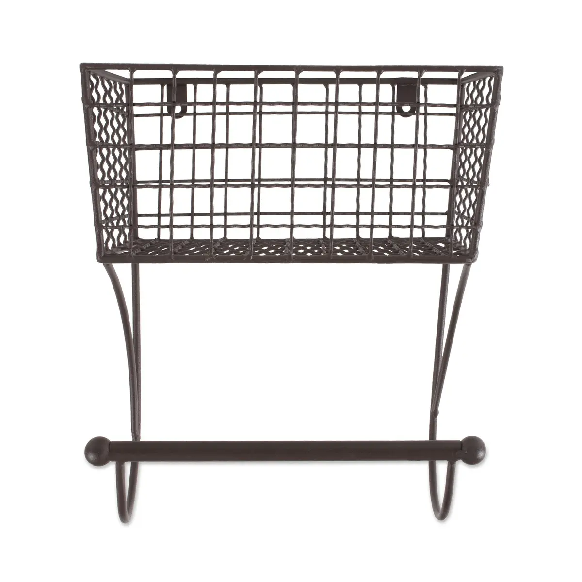 DII Rustic Metal Towel Bar with Storage Basket 26.3cm (10.3" Overall Height) | Wall Mounted for Small Bathrooms - view 2