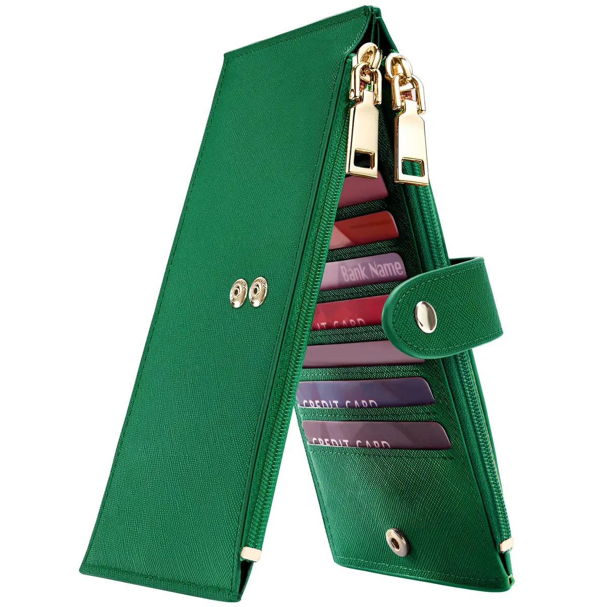 Travelambo RFID Wallet Women Large Size Bifold Multi Card Wallet Case with Zipper Pocket, Green 20.32cm (8 inches) | RFID Blocking for Secure Payments - main product image