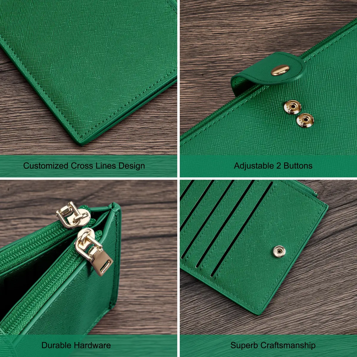 Travelambo RFID Wallet Women Large Size Bifold Multi Card Wallet Case with Zipper Pocket, Green 20.32cm (8 inches) | RFID Blocking for Secure Payments - view 6