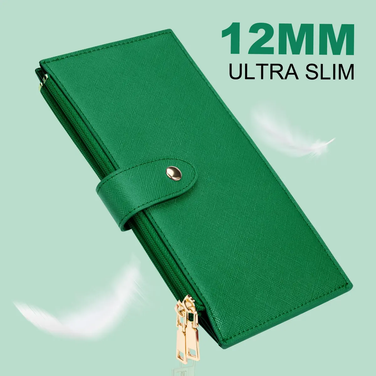 Travelambo RFID Wallet Women Large Size Bifold Multi Card Wallet Case with Zipper Pocket, Green 20.32cm (8 inches) | RFID Blocking for Secure Payments - view 8