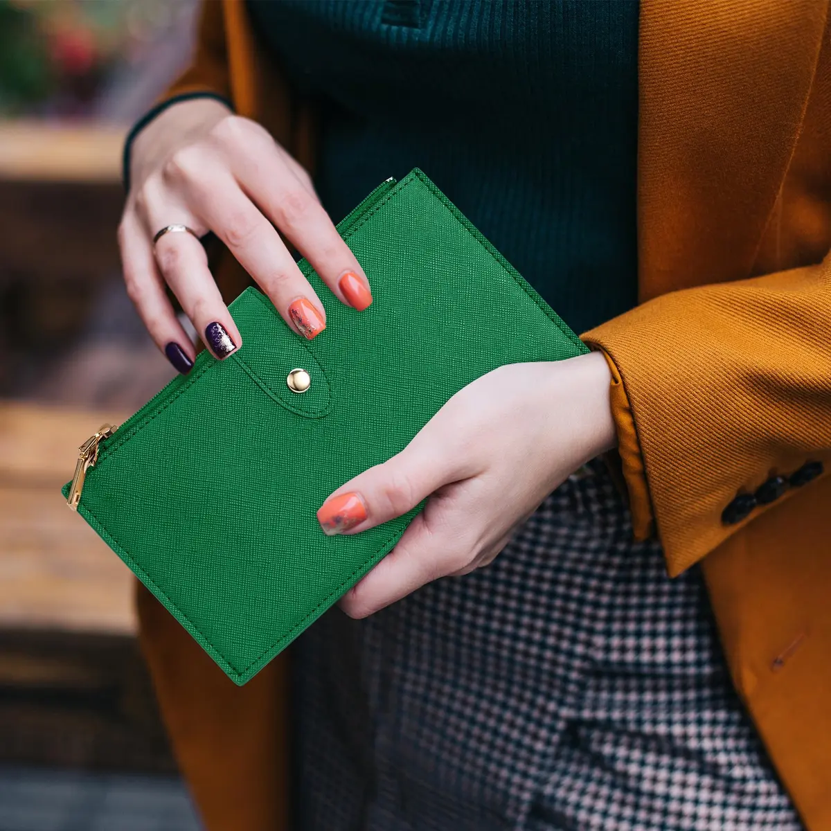 Travelambo RFID Wallet Women Large Size Bifold Multi Card Wallet Case with Zipper Pocket, Green 20.32cm (8 inches) | RFID Blocking for Secure Payments - view 2