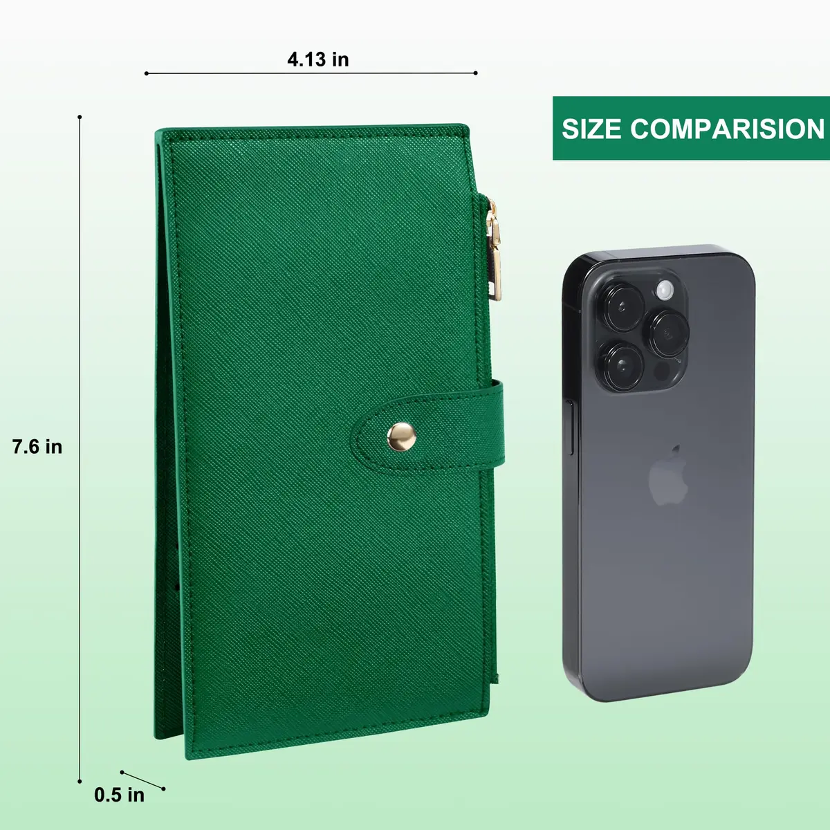 Travelambo RFID Wallet Women Large Size Bifold Multi Card Wallet Case with Zipper Pocket, Green 20.32cm (8 inches) | RFID Blocking for Secure Payments - view 3