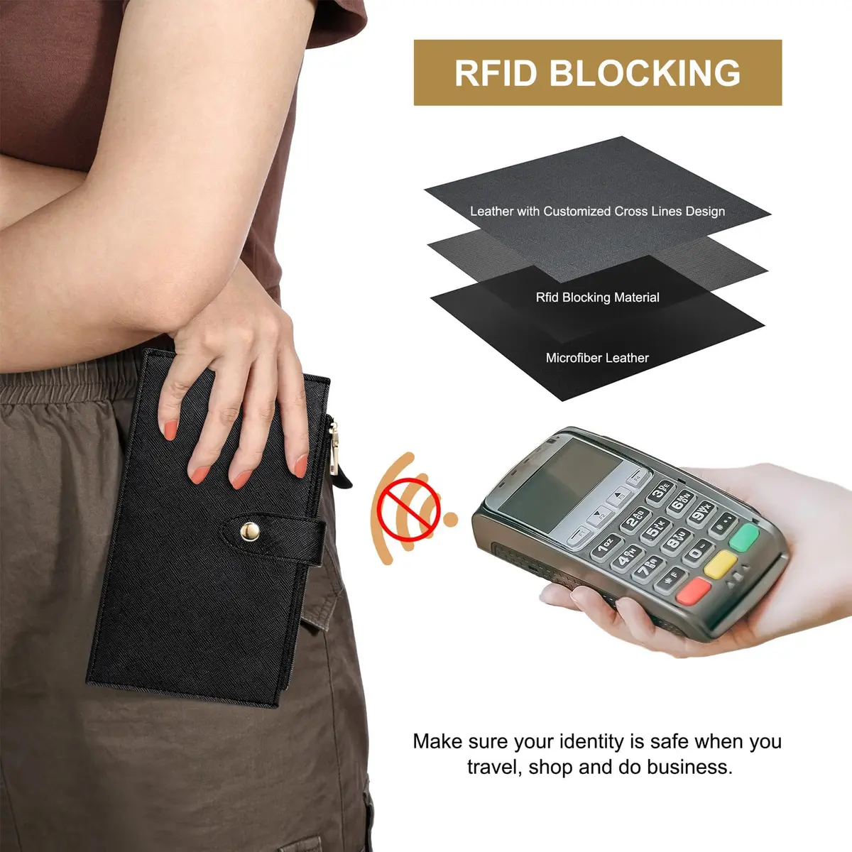 Travelambo RFID Wallet Women Large Size Bifold 8in | RFID Blocking & Large Capacity - view 4