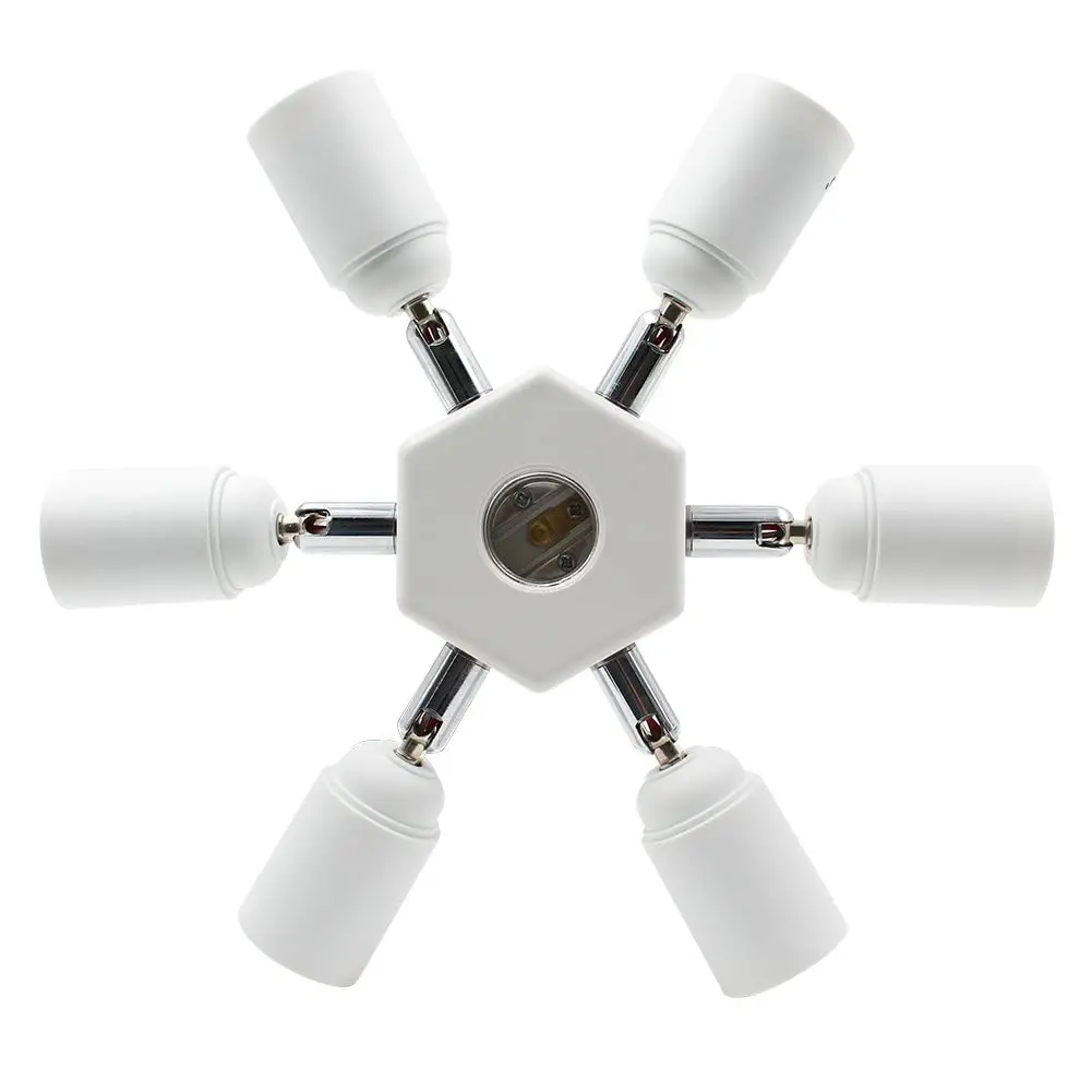 DiCUNO 7 Way E26 Light Socket Splitter Adapter, 7 in 1 Horizontal Design with Adjustable Angles | 420W Max Total - view 6