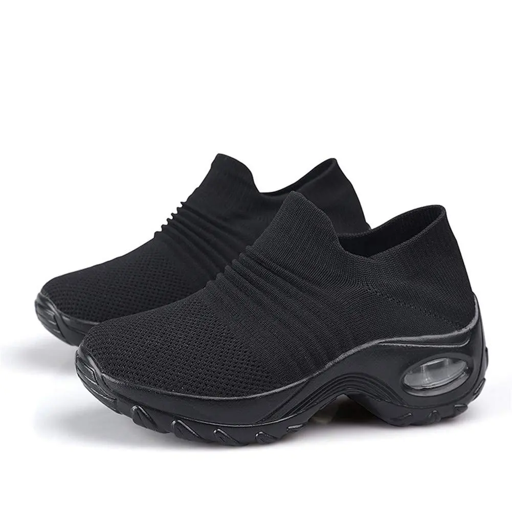 LEADER SHOW Women's Slip-On Walking Shoes 10 | Casual Non-Slip Loafers with Platform (All-Black) - view 5
