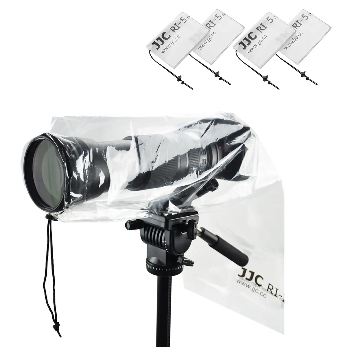 JJC Camera Rain Cover Sleeve for DSLR Lens up to 18" Waterproof 4-Pack | See-Through, Dust & Mud Protection - main product image