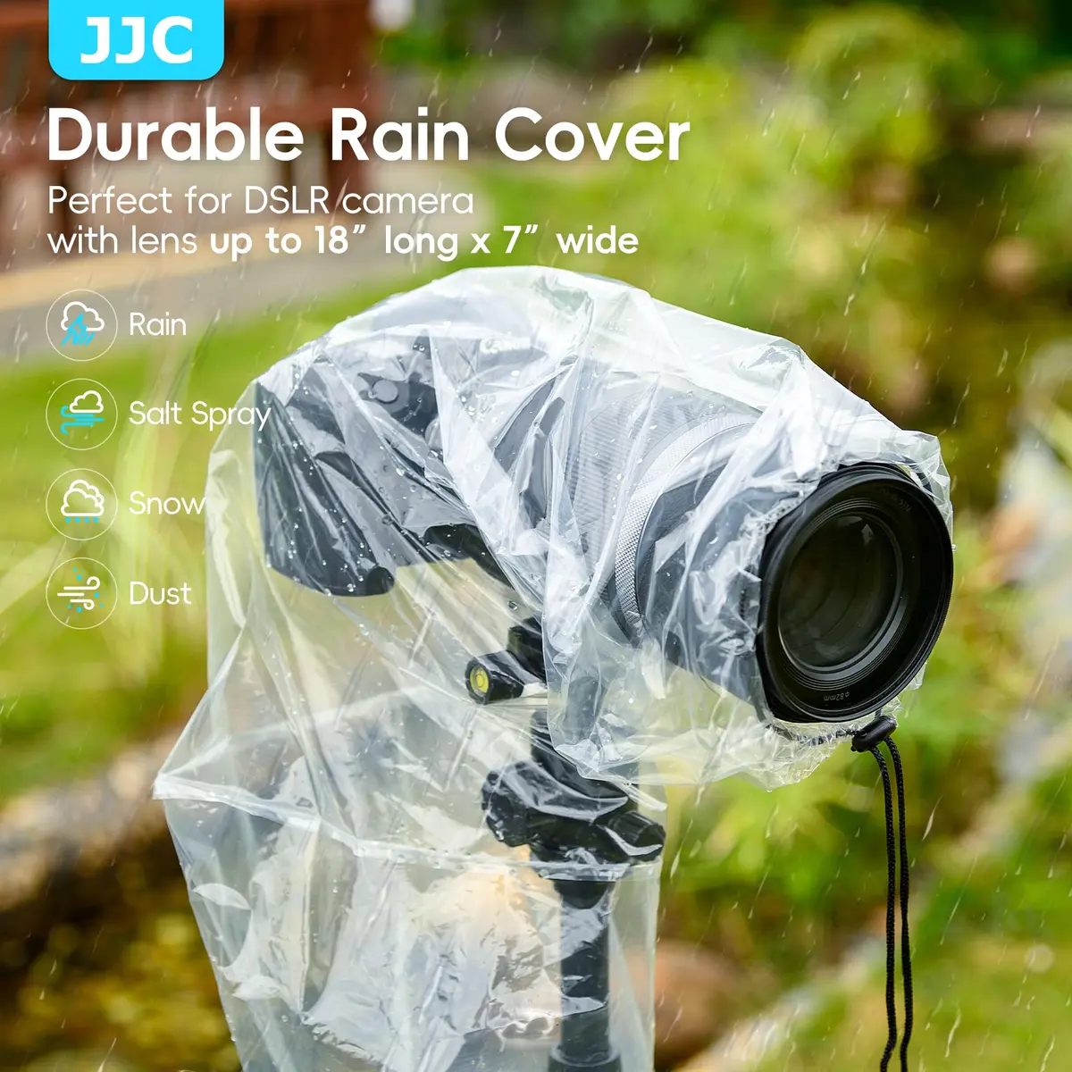 JJC Camera Rain Cover Sleeve for DSLR Lens up to 18" Waterproof 4-Pack | See-Through, Dust & Mud Protection - view 2