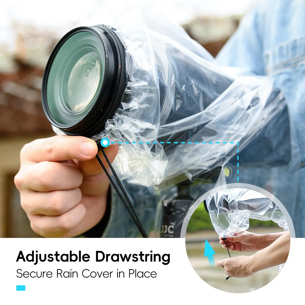 JJC Camera Rain Cover Sleeve for DSLR Lens up to 18" Waterproof 4-Pack | See-Through, Dust & Mud Protection - view 3