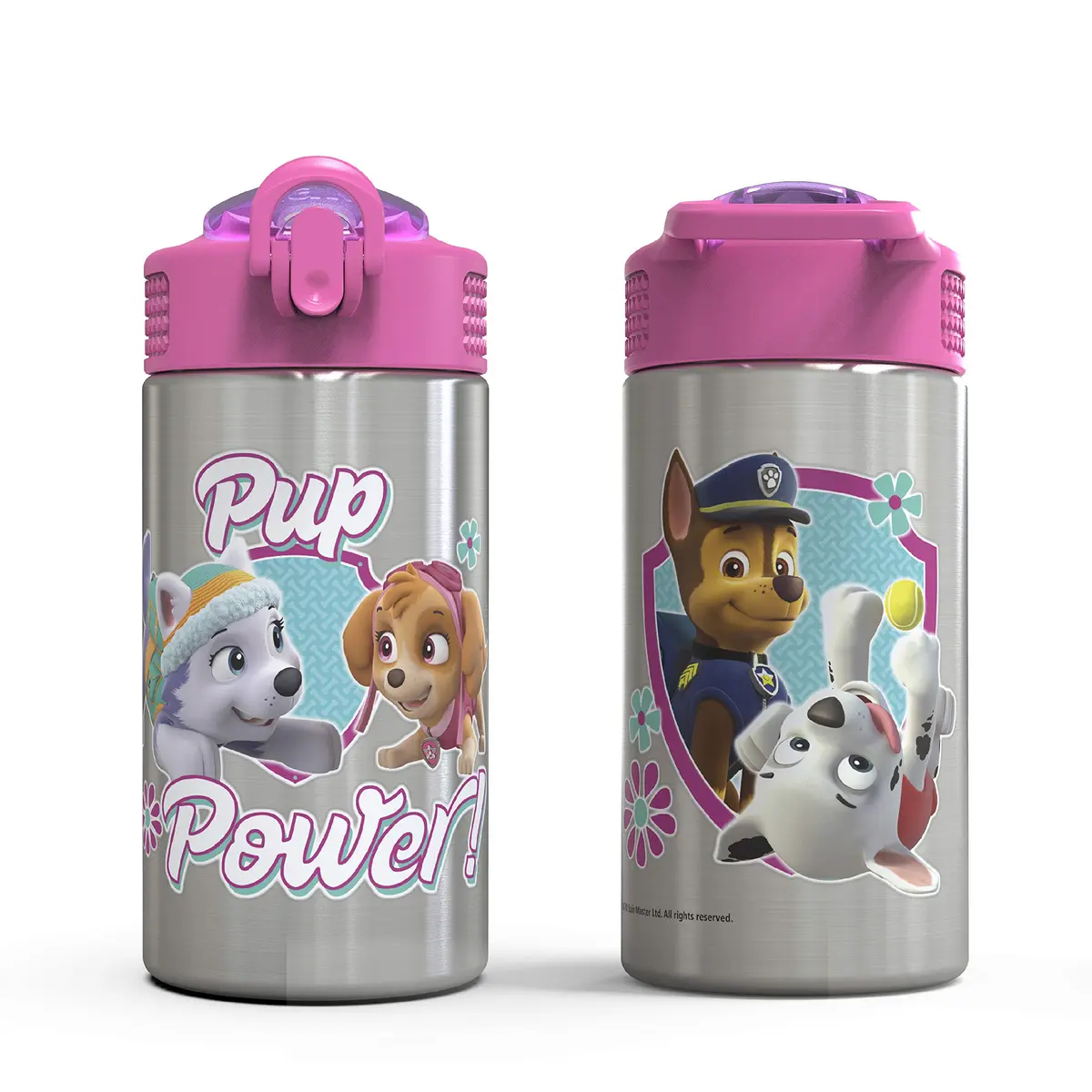 Zak Designs Paw Patrol Skye Stainless Steel Water Bottle 450ml (15.5 oz) | Leak-Proof Straw Spout for Kids - view 5