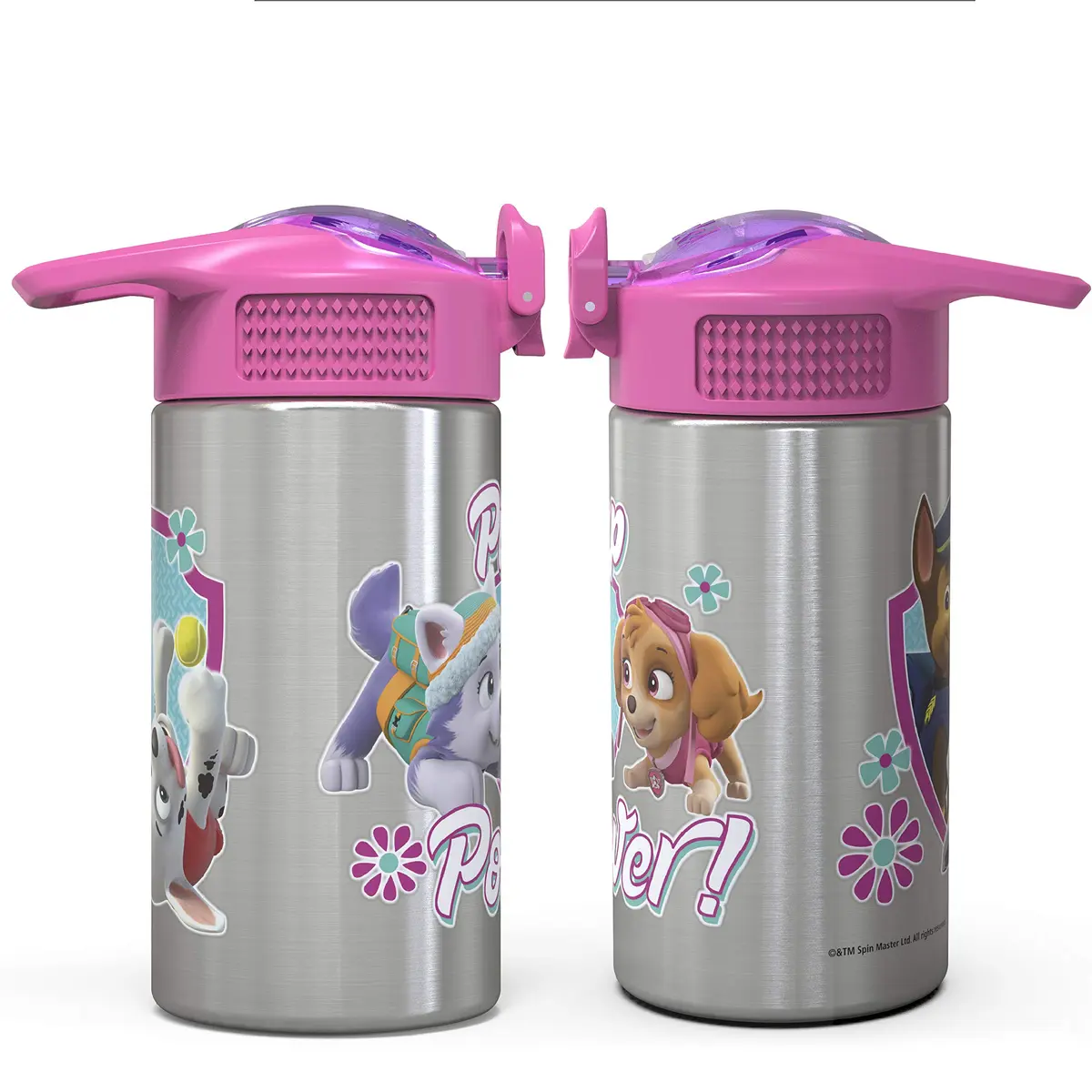 Zak Designs Paw Patrol Skye Stainless Steel Water Bottle 450ml (15.5 oz) | Leak-Proof Straw Spout for Kids - view 6