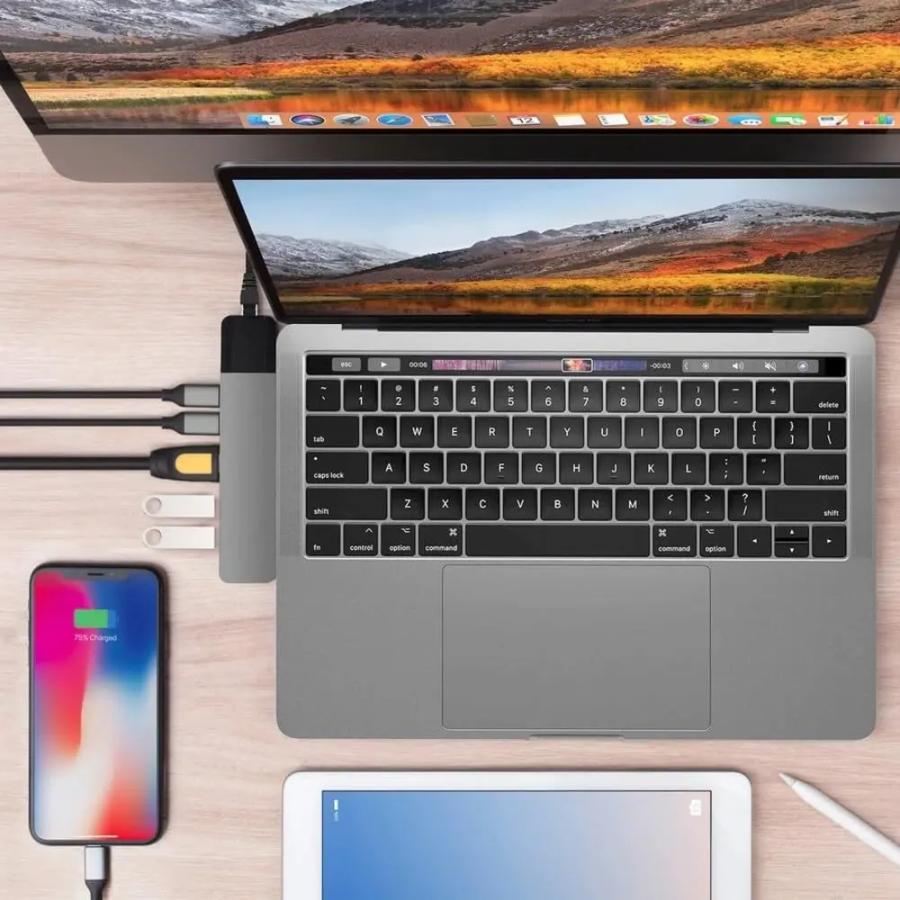 HyperDrive USB C Hub, NET 6-in-2 for MacBook Pro Air, 40Gbps/100W PD, 4K HDMI, Ethernet, Space Gray - view 4
