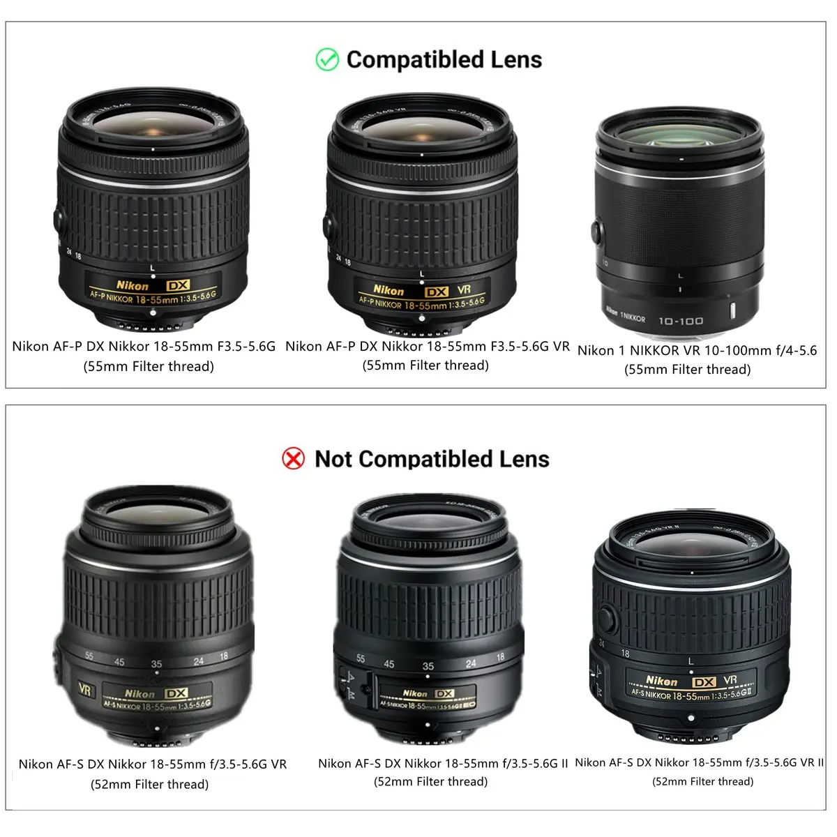 JJC LH-N106 Lens Hood for Nikon 18-55mm F3.5-5.6G VR | Reversible & Protective (70-120 chars) - view 2