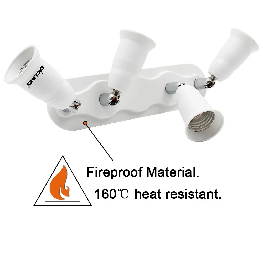DiCUNO 4-Way E26 Light Socket Splitter Adapter, 240W Max, 100-240V | Adjustable Angle White - view 5