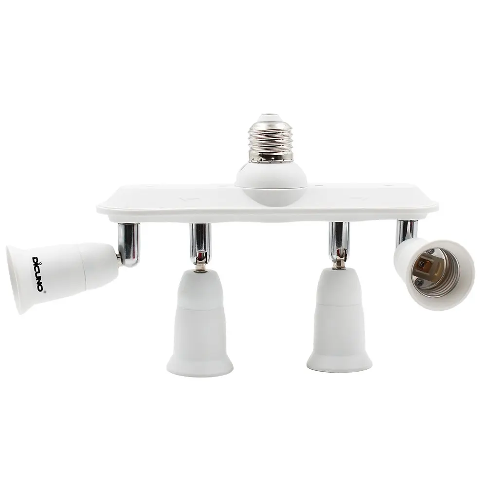 DiCUNO 4-Way E26 Light Socket Splitter Adapter, 240W Max, 100-240V | Adjustable Angle White - view 8
