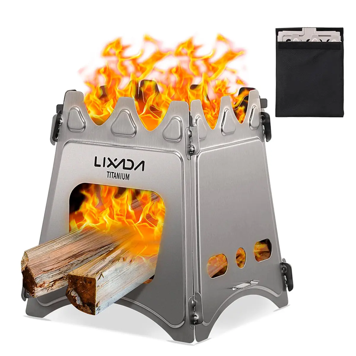 Lixada Titanium Wood Stove Ultralight Backpacking Stove Portable Folding Camping Stove 4.2in | Durable & Compact for Outdoor Cooking - main product image
