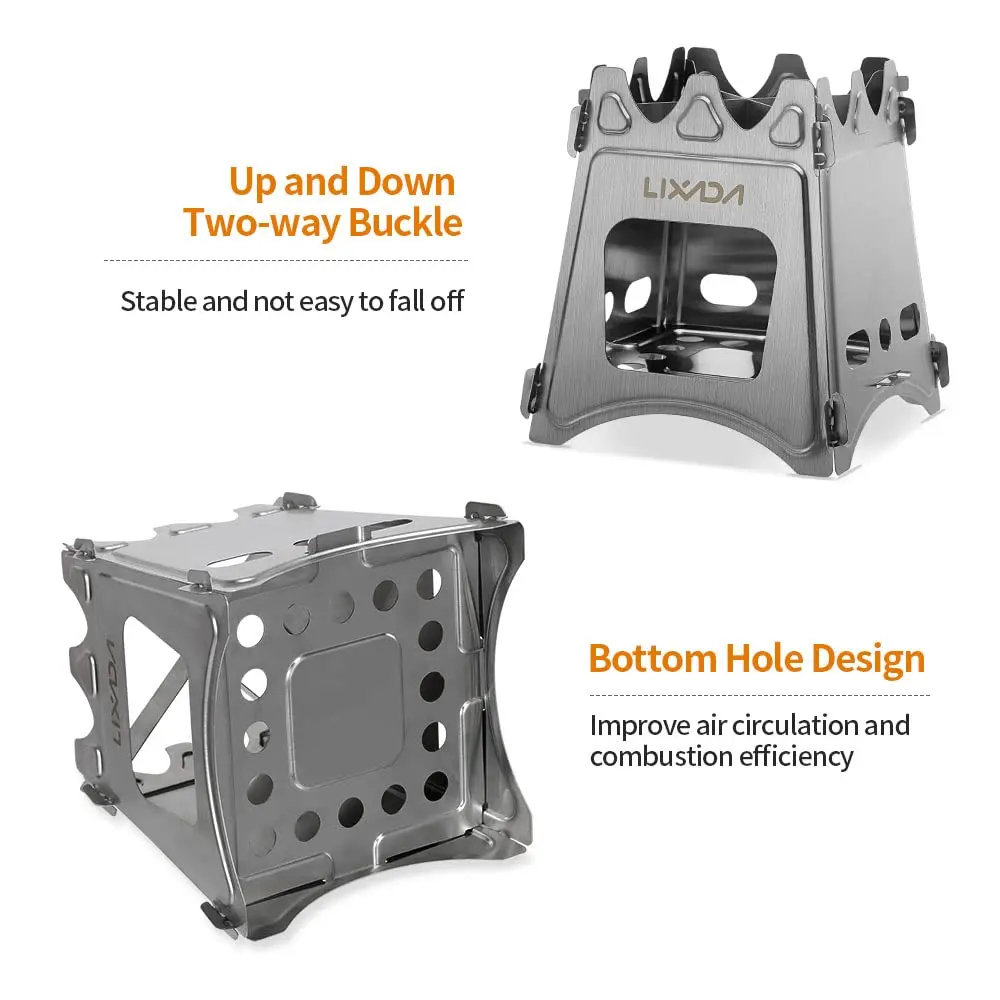 Lixada Titanium Wood Stove Ultralight Backpacking Stove Portable Folding Camping Stove 4.2in | Durable & Compact for Outdoor Cooking - view 7