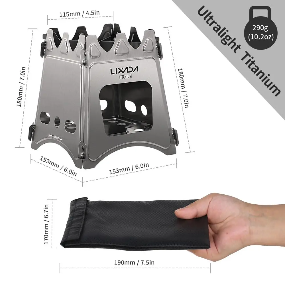 Lixada Titanium Wood Stove Ultralight Backpacking Stove Portable Folding Camping Stove 4.2in | Durable & Compact for Outdoor Cooking - view 3
