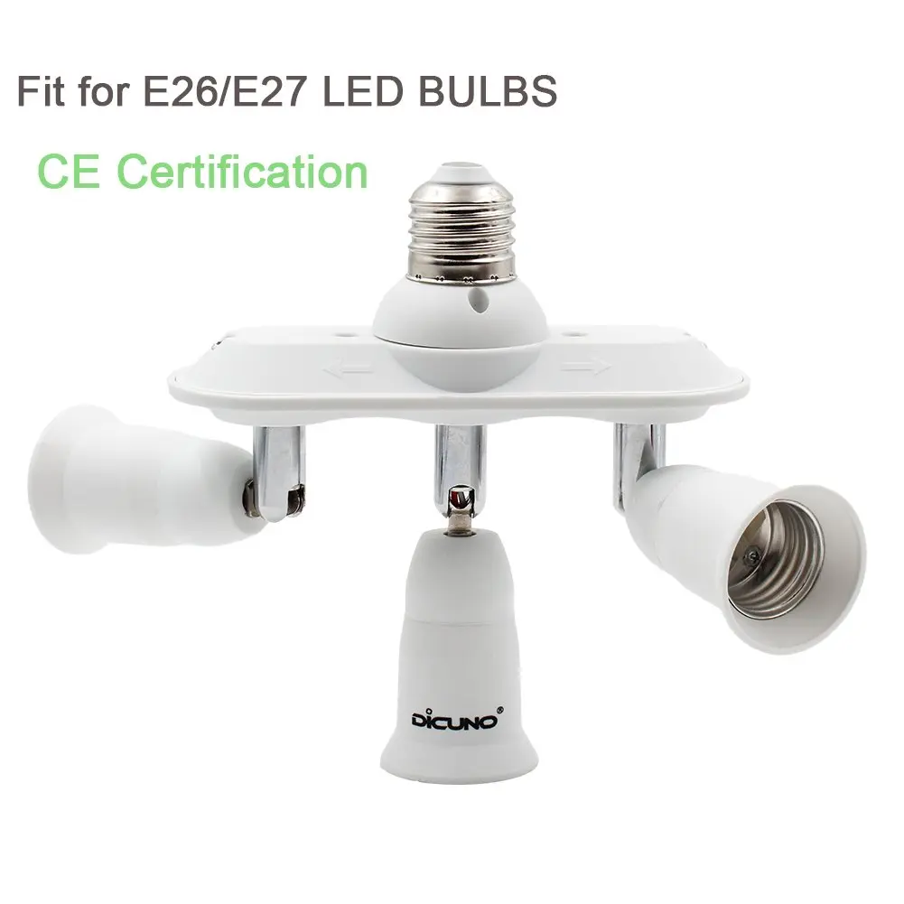 DiCUNO 3 Way E26 Light Socket Splitter Adapter, 180W Max, 100-240V | Adjustable Angle - view 6