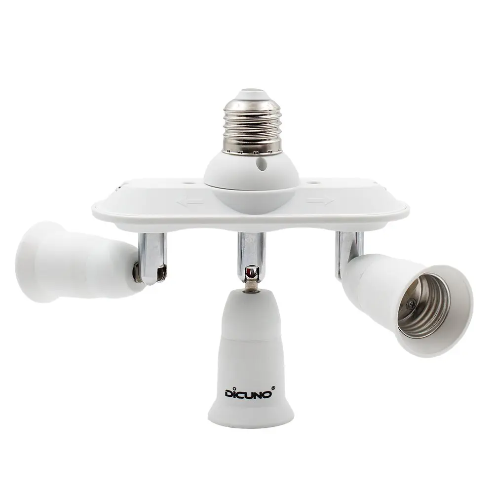DiCUNO 3 Way E26 Light Socket Splitter Adapter, 180W Max, 100-240V | Adjustable Angle - view 8