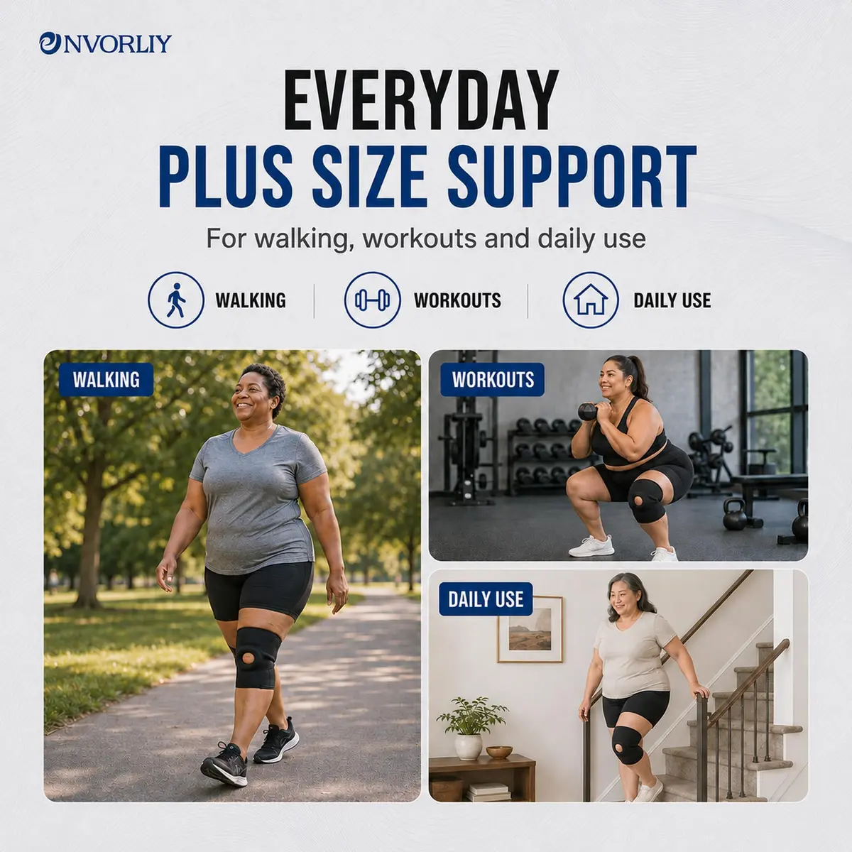 Nvorliy Plus Size Knee Sleeve for Large Legs, Fit Women and Men (4XL) - 24cm (9.4in) Length | Breathable Neoprene Compression for Daily Support - view 6