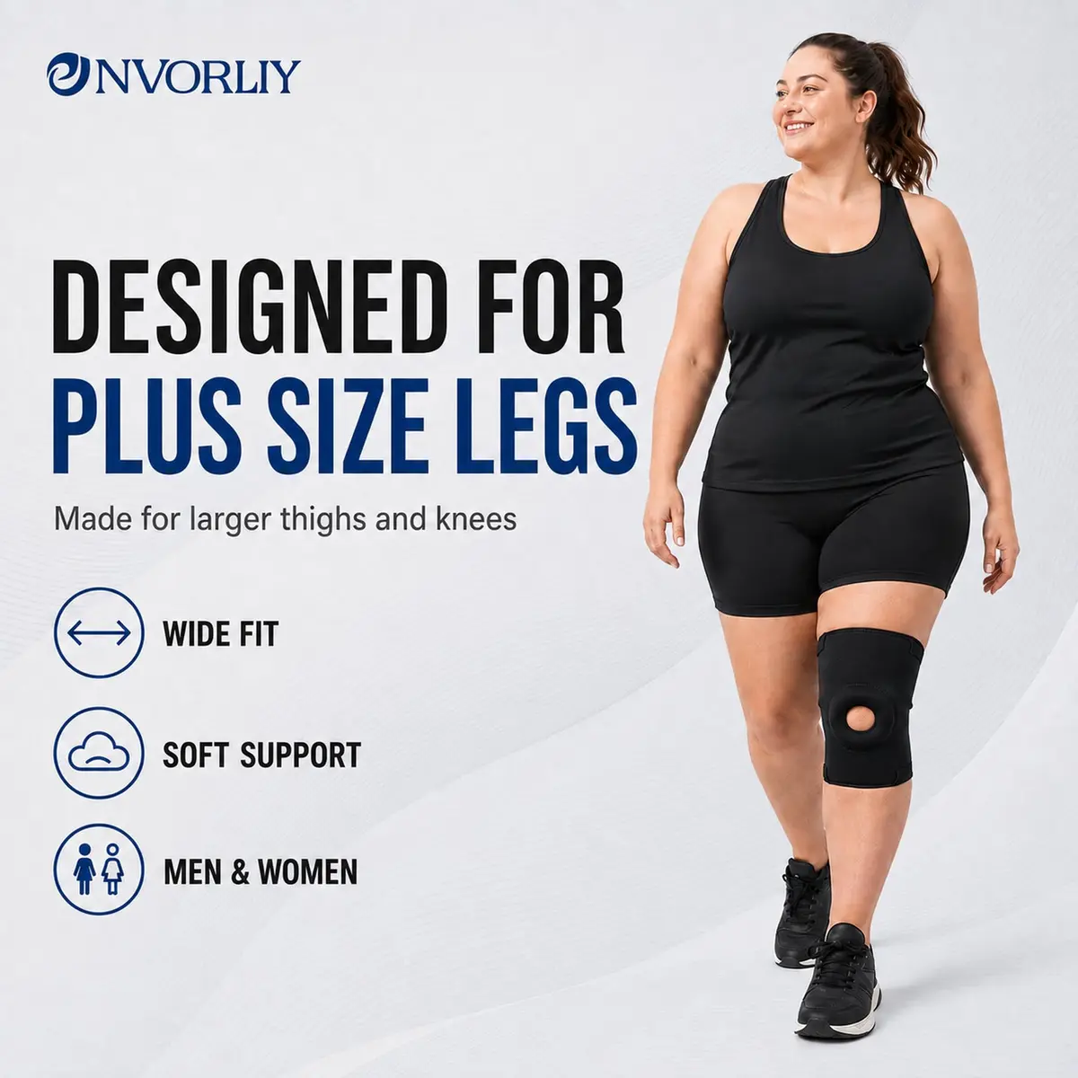 Nvorliy Plus Size Knee Sleeve for Large Legs, Fit Women and Men (4XL) - 24cm (9.4in) Length | Breathable Neoprene Compression for Daily Support - view 2