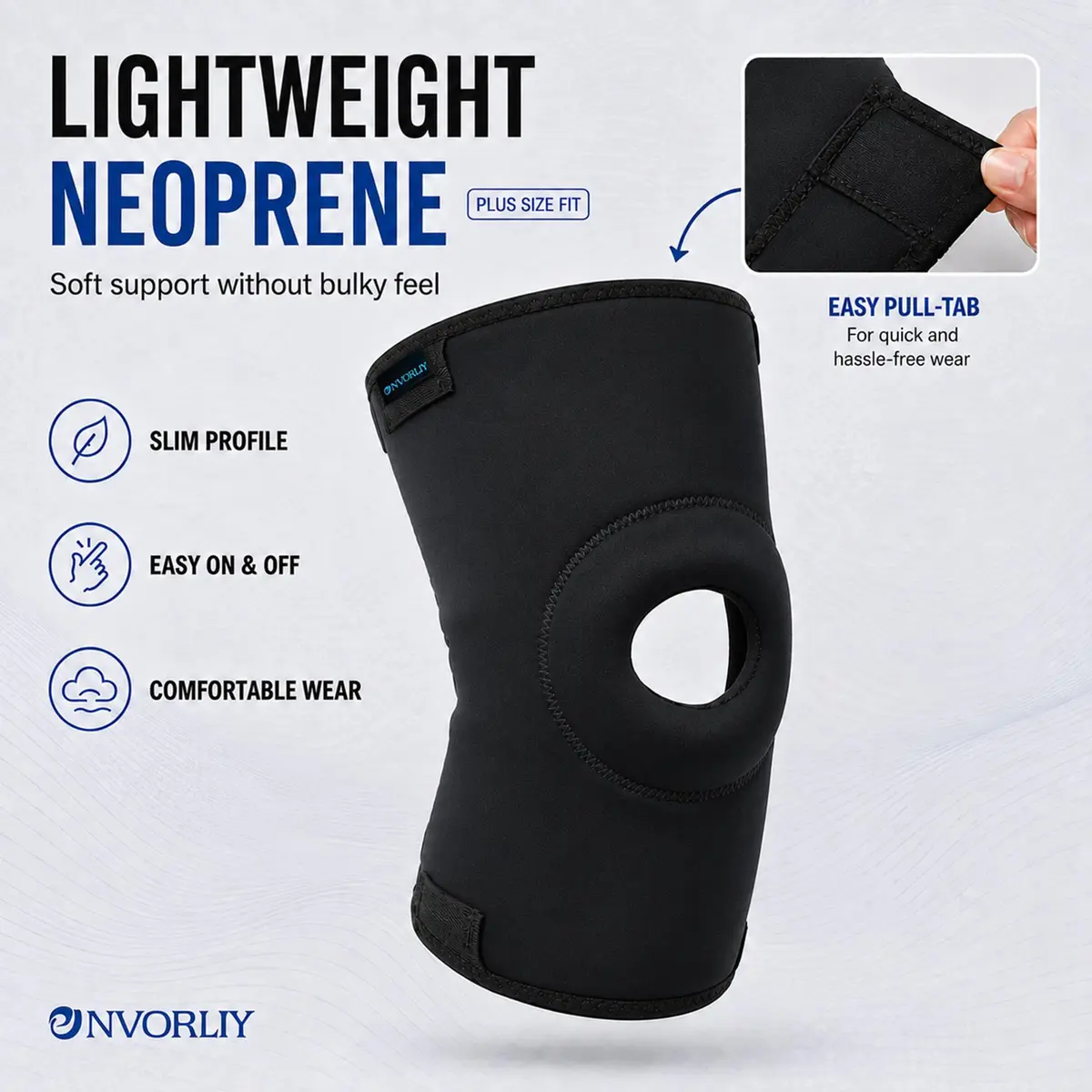 Nvorliy Plus Size Knee Sleeve for Large Legs, Fit Women and Men (4XL) - 24cm (9.4in) Length | Breathable Neoprene Compression for Daily Support - view 3
