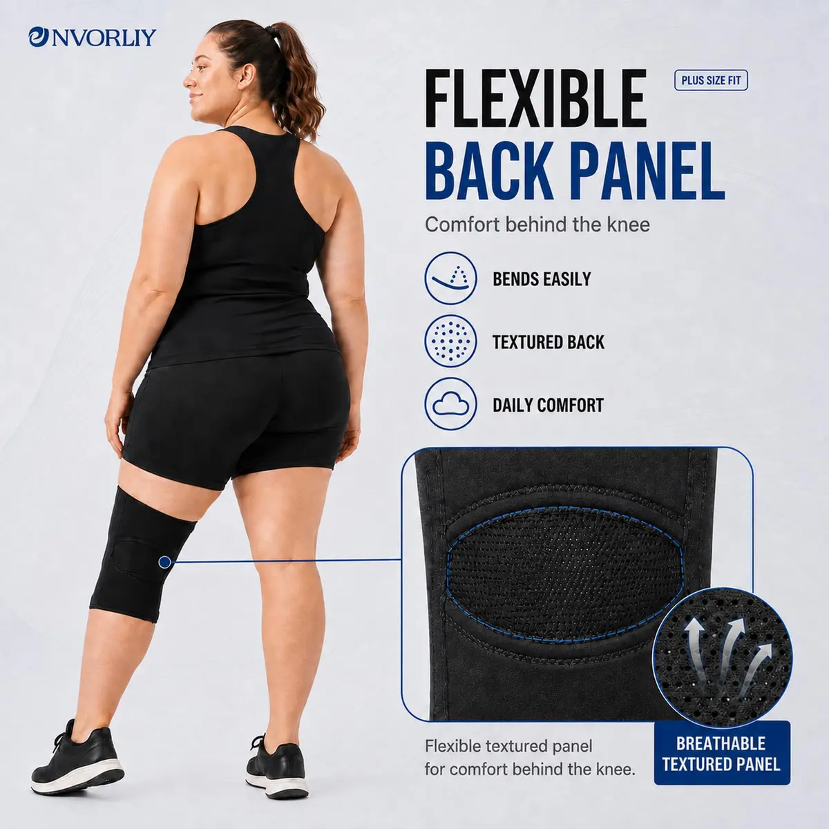Nvorliy Plus Size Knee Sleeve for Large Legs, Fit Women and Men (4XL) - 24cm (9.4in) Length | Breathable Neoprene Compression for Daily Support - view 4
