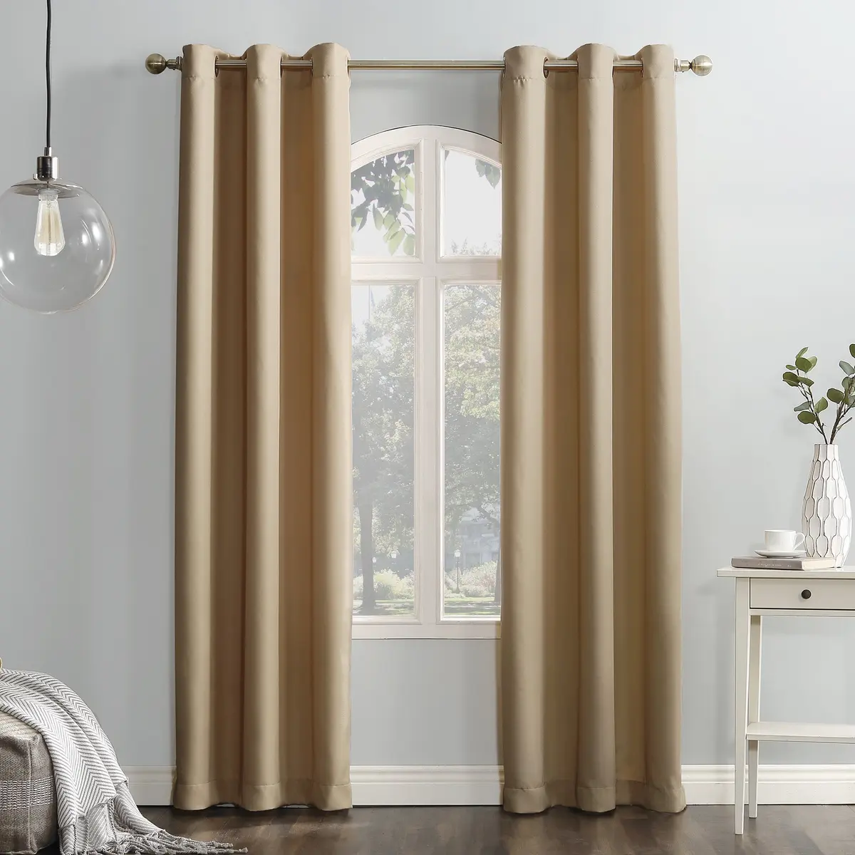 No. 918 Montego Casual Textured Semi-Sheer Grommet Curtain Panel | Contemporary Bedroom & Living Room Decor - main product image