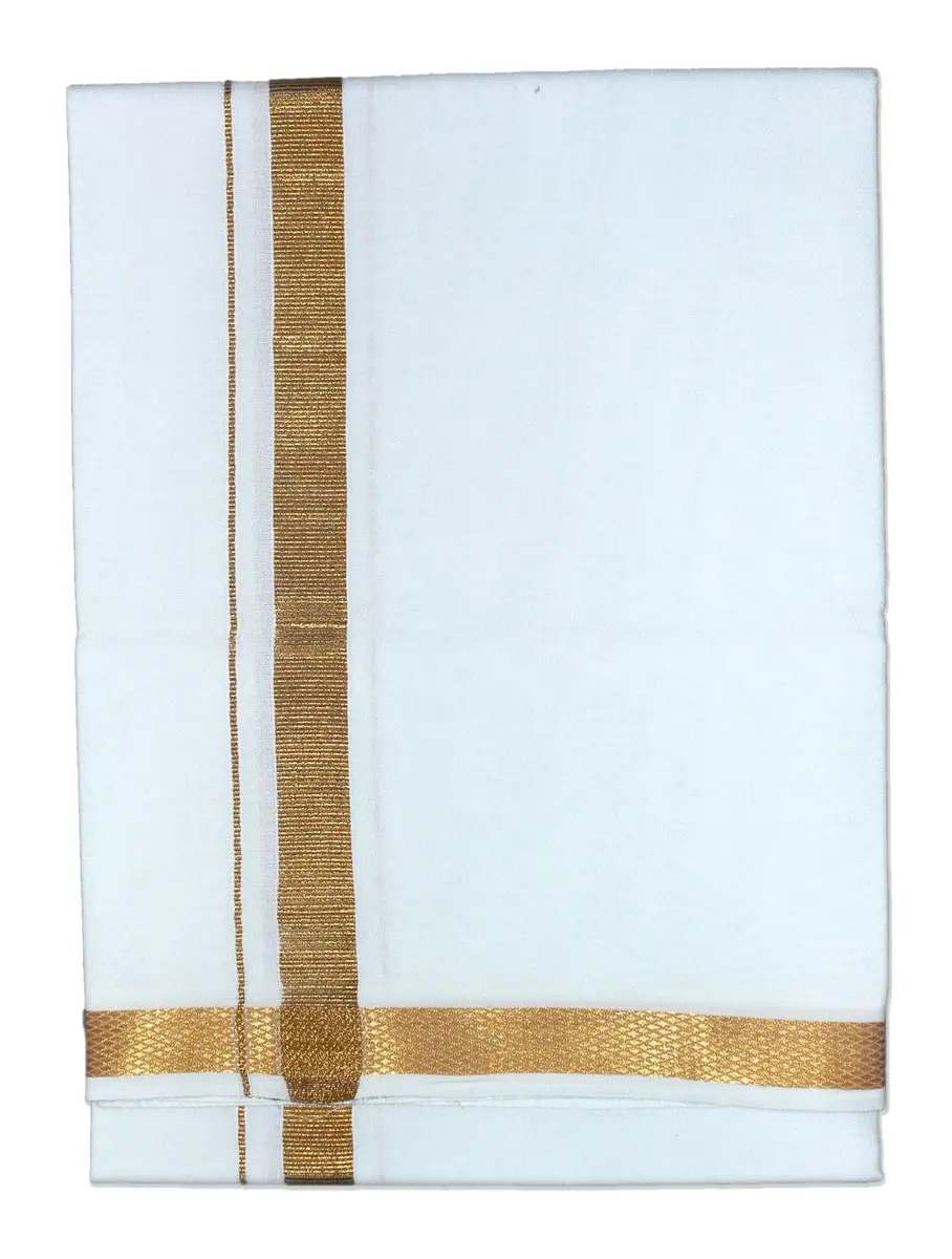 PRAKASAM COTTON Men's 2 METER White Solid Sleeveless Dhoti Relaxed Fit | Traditional South Asian Wear - view 2