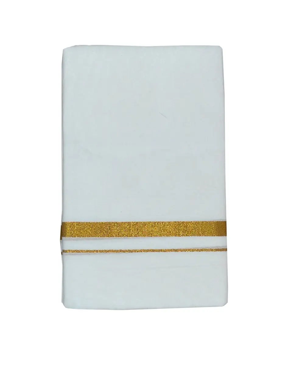 PRAKASAM COTTON Men's 2 METER White Solid Sleeveless Dhoti Relaxed Fit | Traditional South Asian Wear - view 3