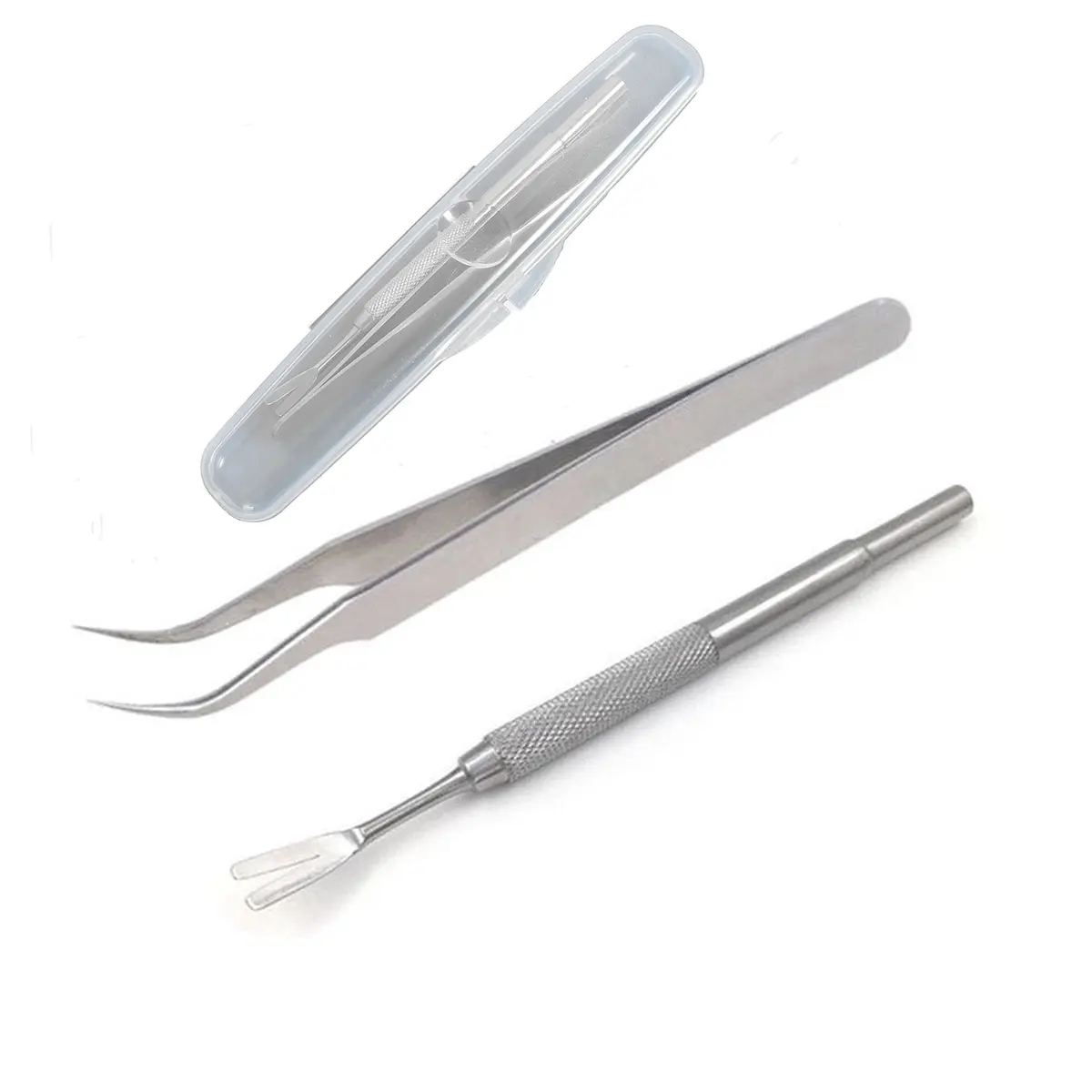 HTBMALL Stainless Steel Tick Remover Tool Kit with Tweezers for Pets & Humans (1 Kit, Silver) - main product image