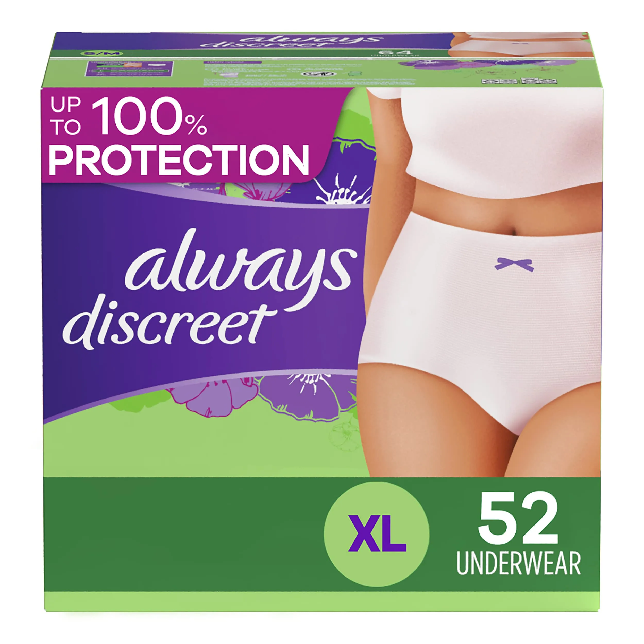 Always Discreet Incontinence Underwear for Women, Extra-Large, Peony/Pink (Old Product) - main product image