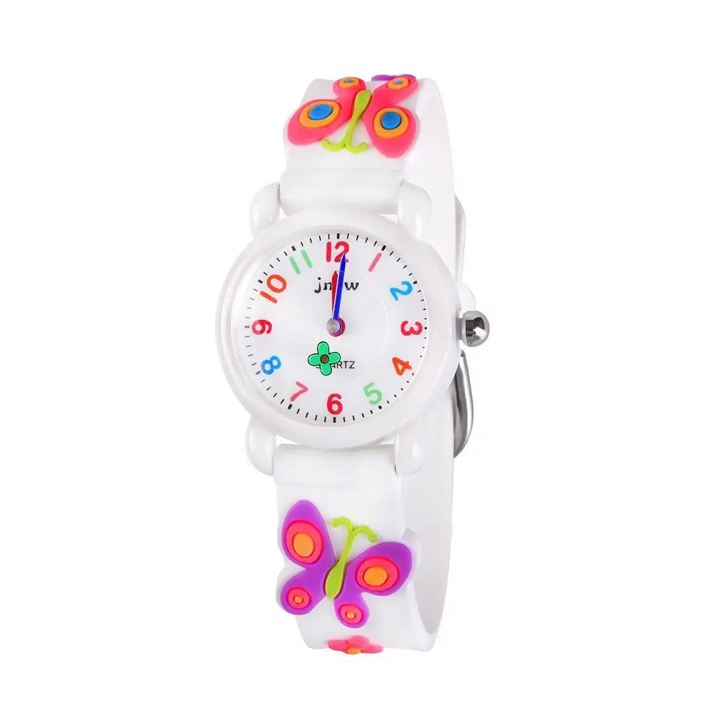 Kids Gift Waterproof Watch, 3D Cartoon Design, Butterfly White | Traditional Pointer & Watch Dial for Kids - main product image