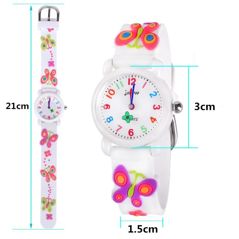 Kids Gift Waterproof Watch, 3D Cartoon Design, Butterfly White | Traditional Pointer & Watch Dial for Kids - view 5