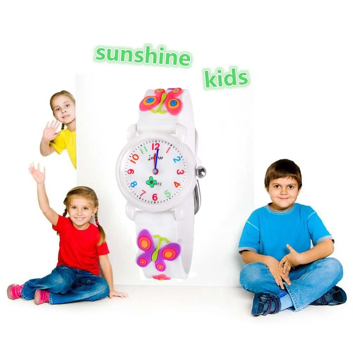 Kids Gift Waterproof Watch, 3D Cartoon Design, Butterfly White | Traditional Pointer & Watch Dial for Kids - view 2